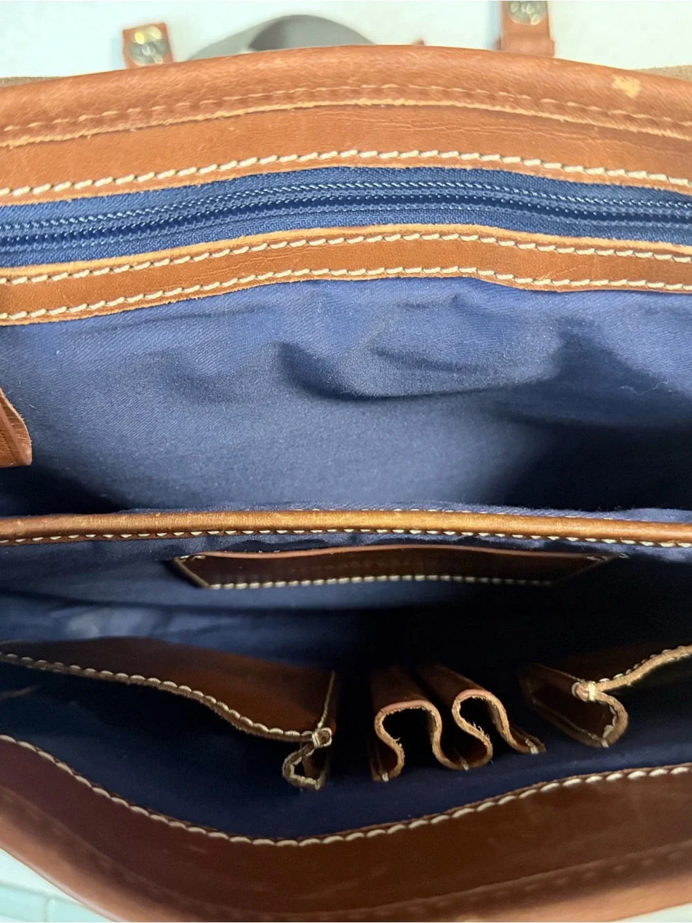 Dooney & Bourke Chestnut Brown Leather Messenger Bag